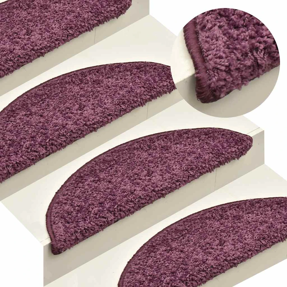 Laiptų kilimėliai, 30 vnt., 65x21x4 cm, tamsiai violetiniai, pusapvaliai, dideli