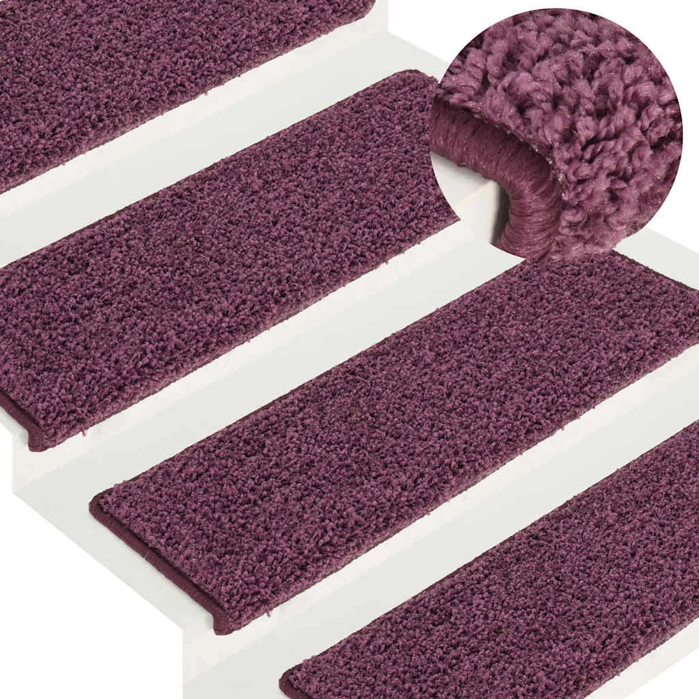 Laiptų kilimėliai, 30 vnt., 65x21x4 cm, tamsiai violetiniai, stačiakampiai kraštai