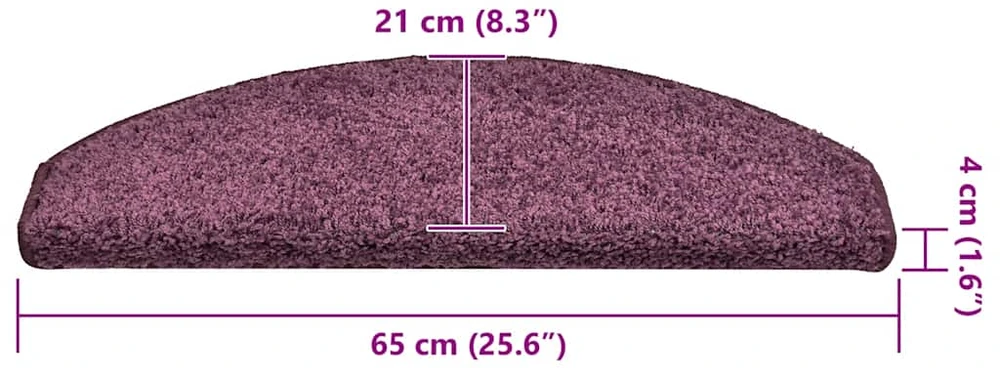 Laiptų kilimėliai, 30 vnt., 65x21x4 cm, tamsiai violetiniai, pusapvaliai, dideli