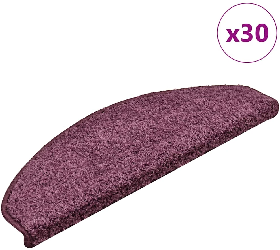Laiptų kilimėliai, 30 vnt., 65x21x4 cm, tamsiai violetiniai, pusapvaliai, dideli