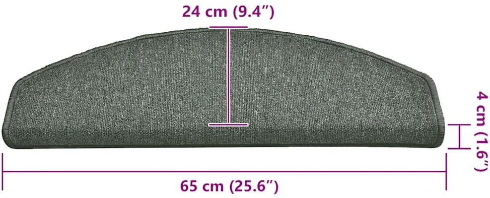 Laiptų kilimėliai, 30 vnt., 65x24x4 cm, tamsiai žali, pusapvaliai, dideli
