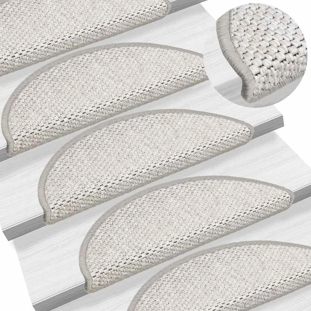 Laiptų kilimėliai Lipni Sisal-Look 30 vnt 56x17x3 cm Platina