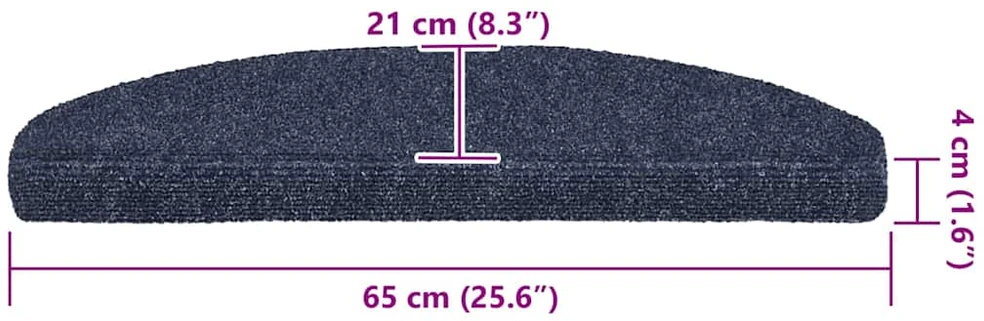 Laiptų kilimėliai, lipnūs, 30 vnt., mėlyni, pusapvaliai, dideli, 65x21x4 cm