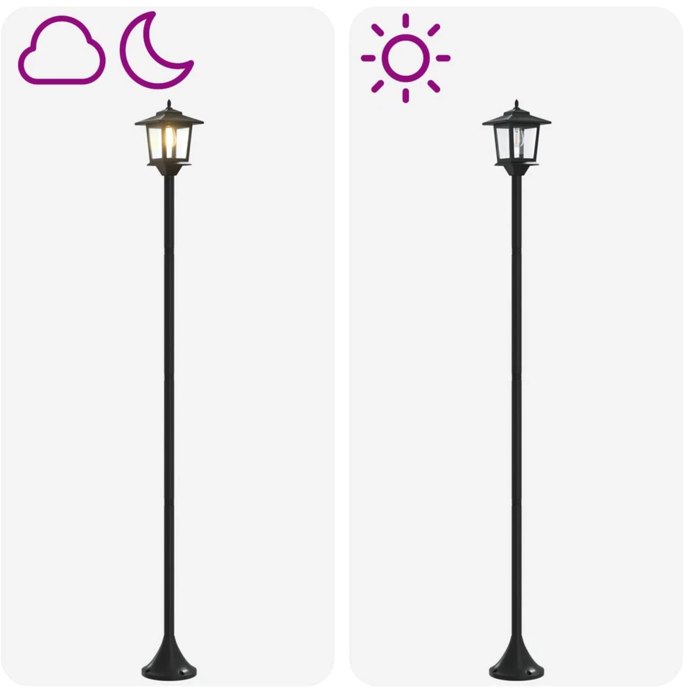 Lamp Post Set with LED Bulb 2 vnt. Juoda 16 x 16 x 156 cm