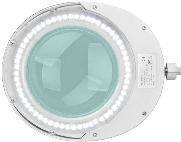 Activeshop Kosmetologinė lempa LED su lupa ir stovu ELEGANTE 60LED 5D 6W Baltas