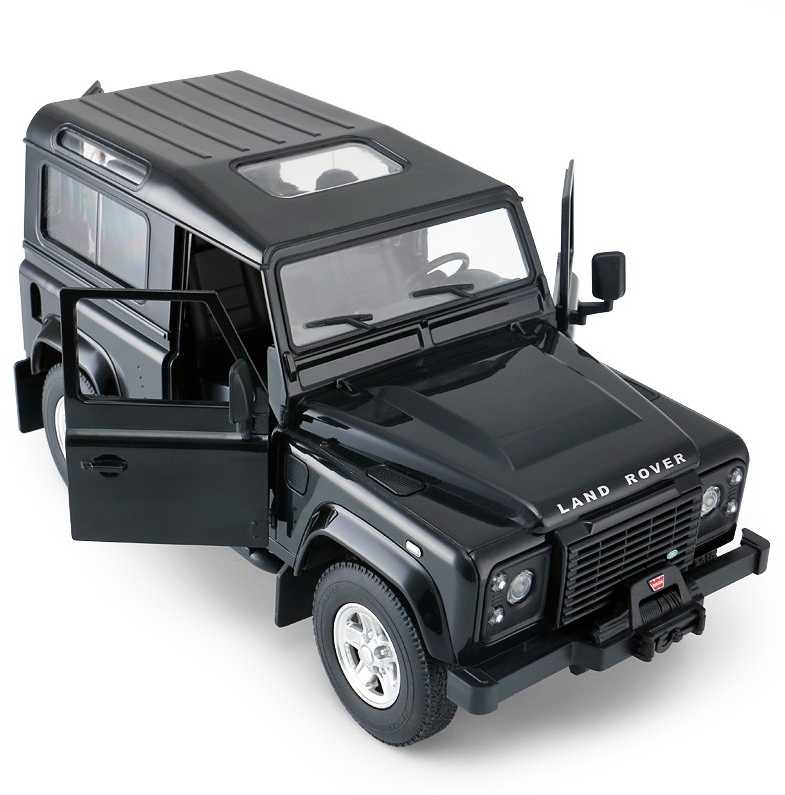 Land Rover Defender juoda RASTAR modelis 1:14 Zdalnie sterowanie auto + Pilot 2,4 GHz + Ręcznie otwierane drzwi