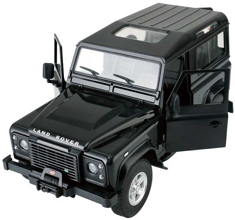 Land Rover Defender juoda RASTAR modelis 1:14 Zdalnie sterowanie auto + Pilot 2,4 GHz + Ręcznie otwierane drzwi