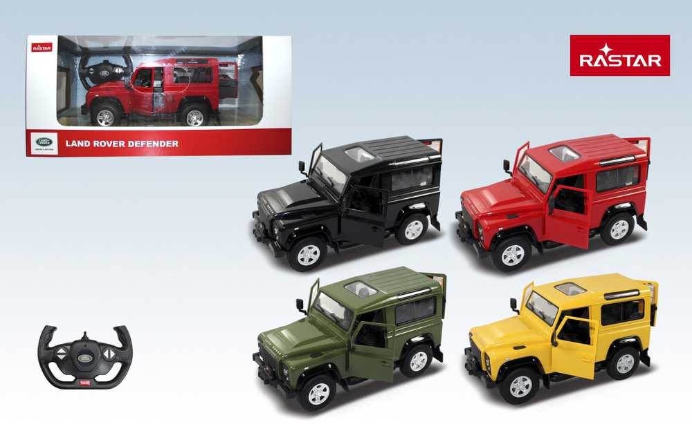 Land Rover Defender juoda RASTAR modelis 1:14 Zdalnie sterowanie auto + Pilot 2,4 GHz + Ręcznie otwierane drzwi