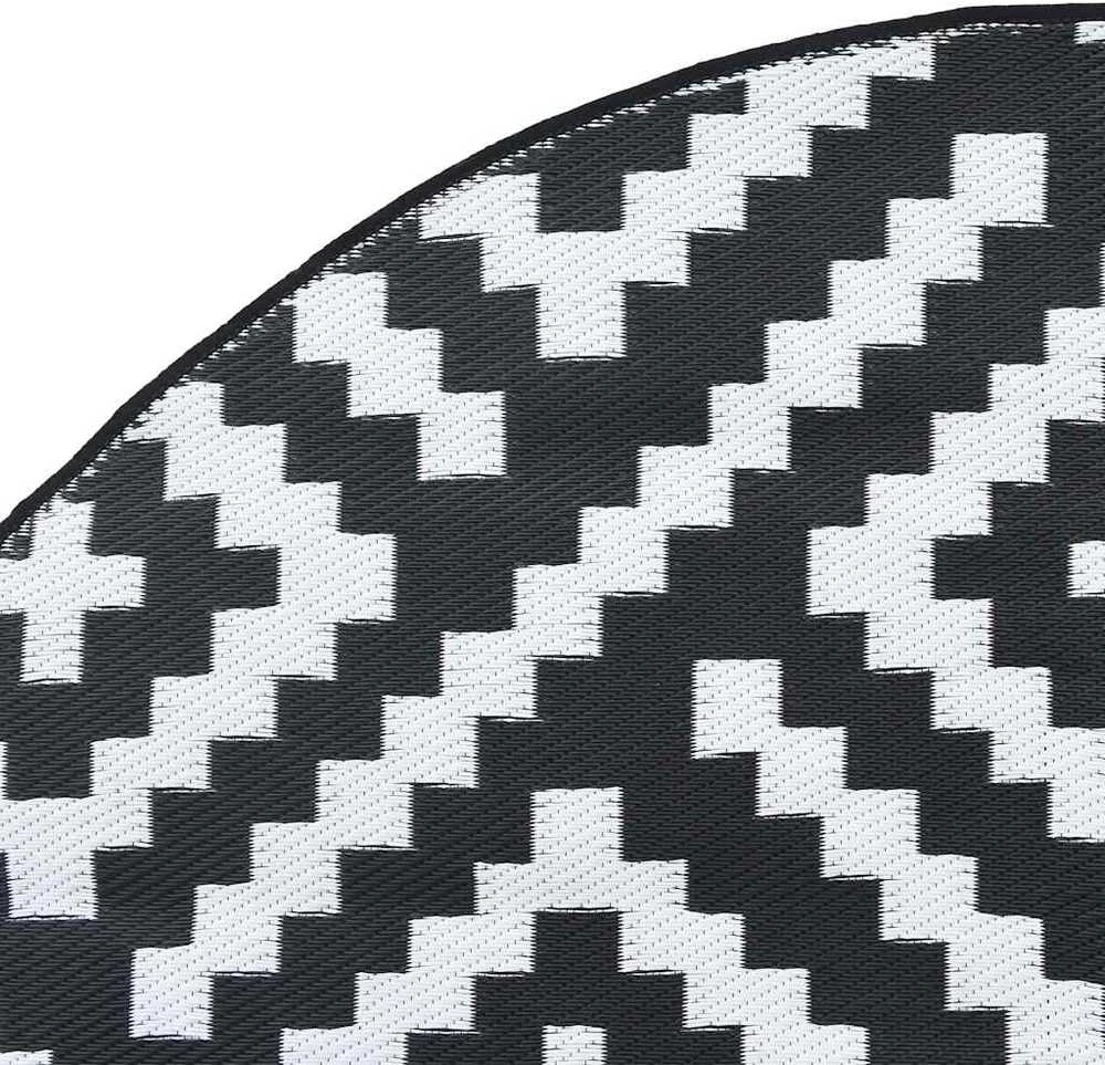 Lauko kilimas, baltos ir juodos spalvos, 200cm skersmens, PP