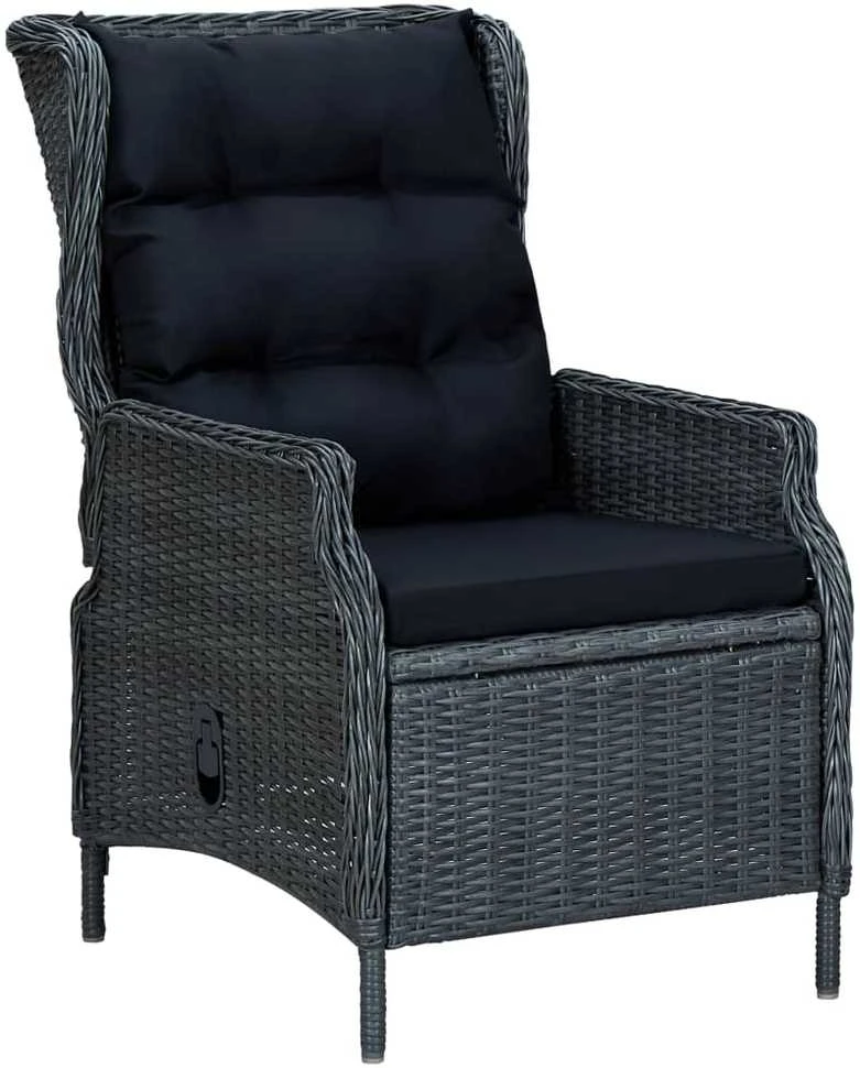 Lauko baldų komplektas Lauko komplektas su pagalvėmis, 9 dalių, pilkas, poliratanas