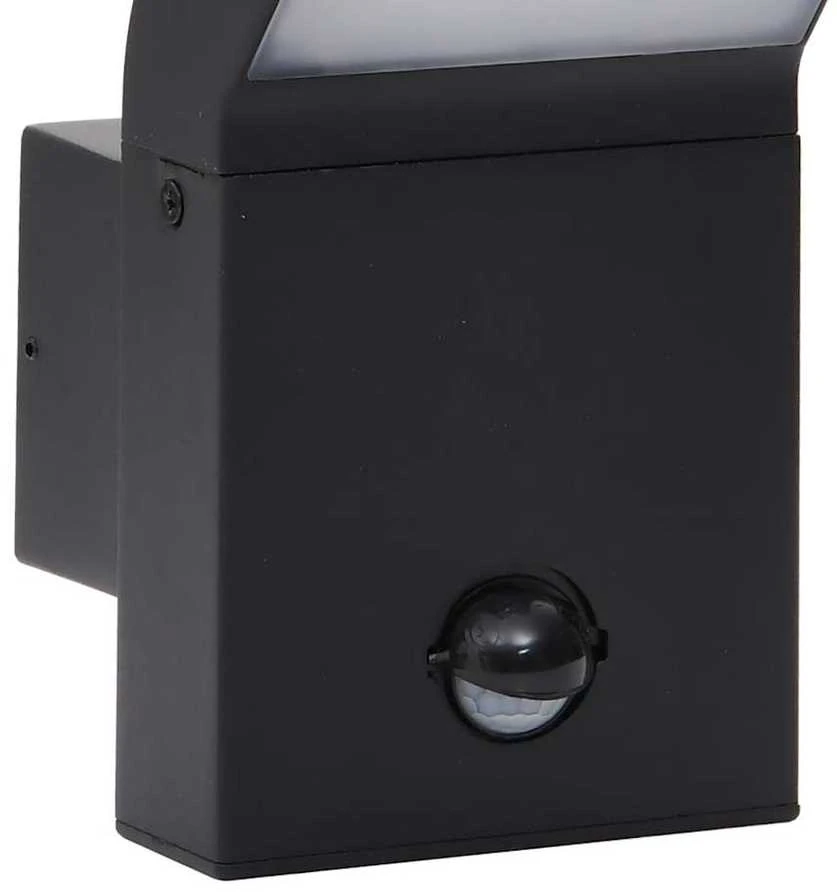 Lauko LED šviestuvai su jutikliais, 2vnt., juodi, aliuminis