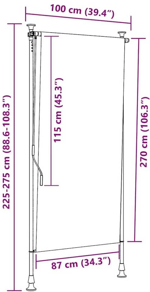 Lauko roletas, antracito spalvos, 100x270cm