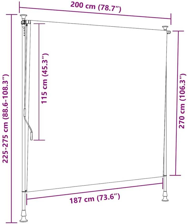 Lauko roletas, antracito spalvos, 200x270cm
