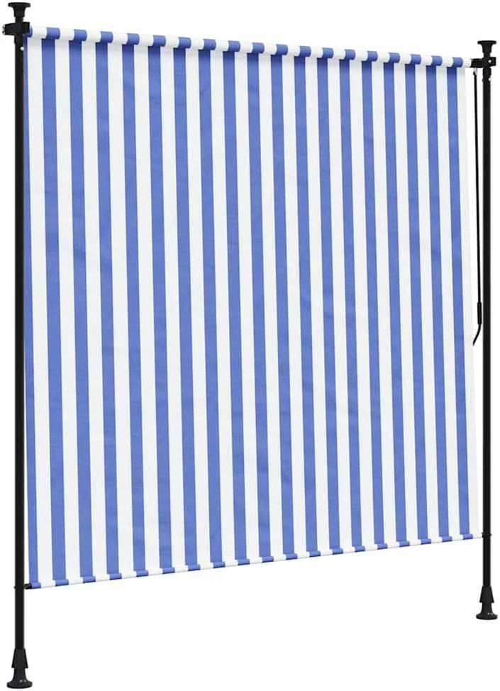 Lauko roletas, mėlynas ir baltas, 150x270cm, audinys ir plienas