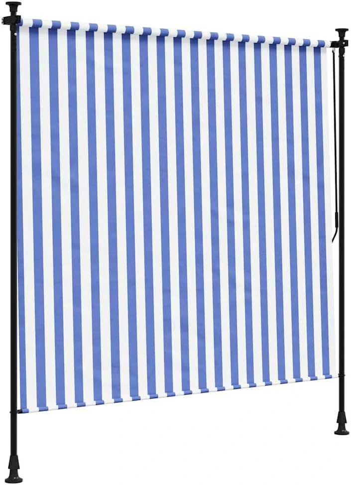 Lauko roletas, mėlynas ir baltas, 200x270cm, audinys ir plienas