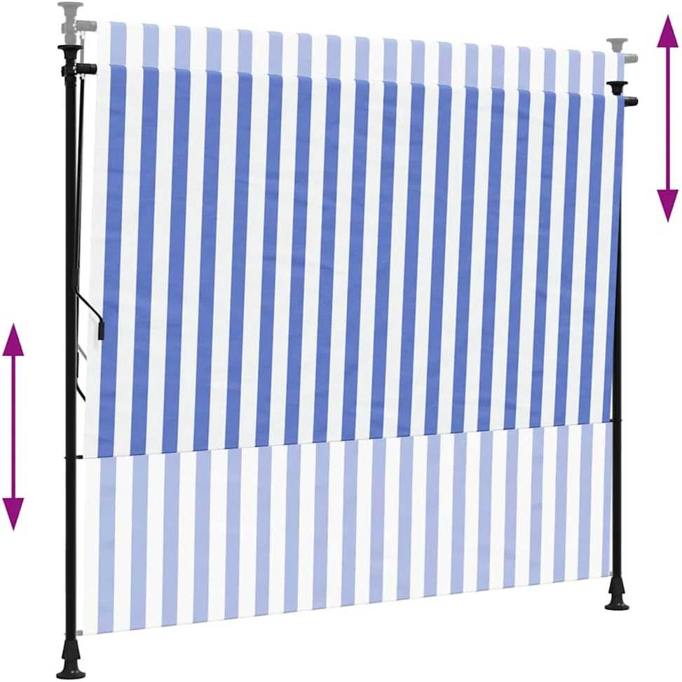 Lauko roletas, mėlynas ir baltas, 200x270cm, audinys ir plienas