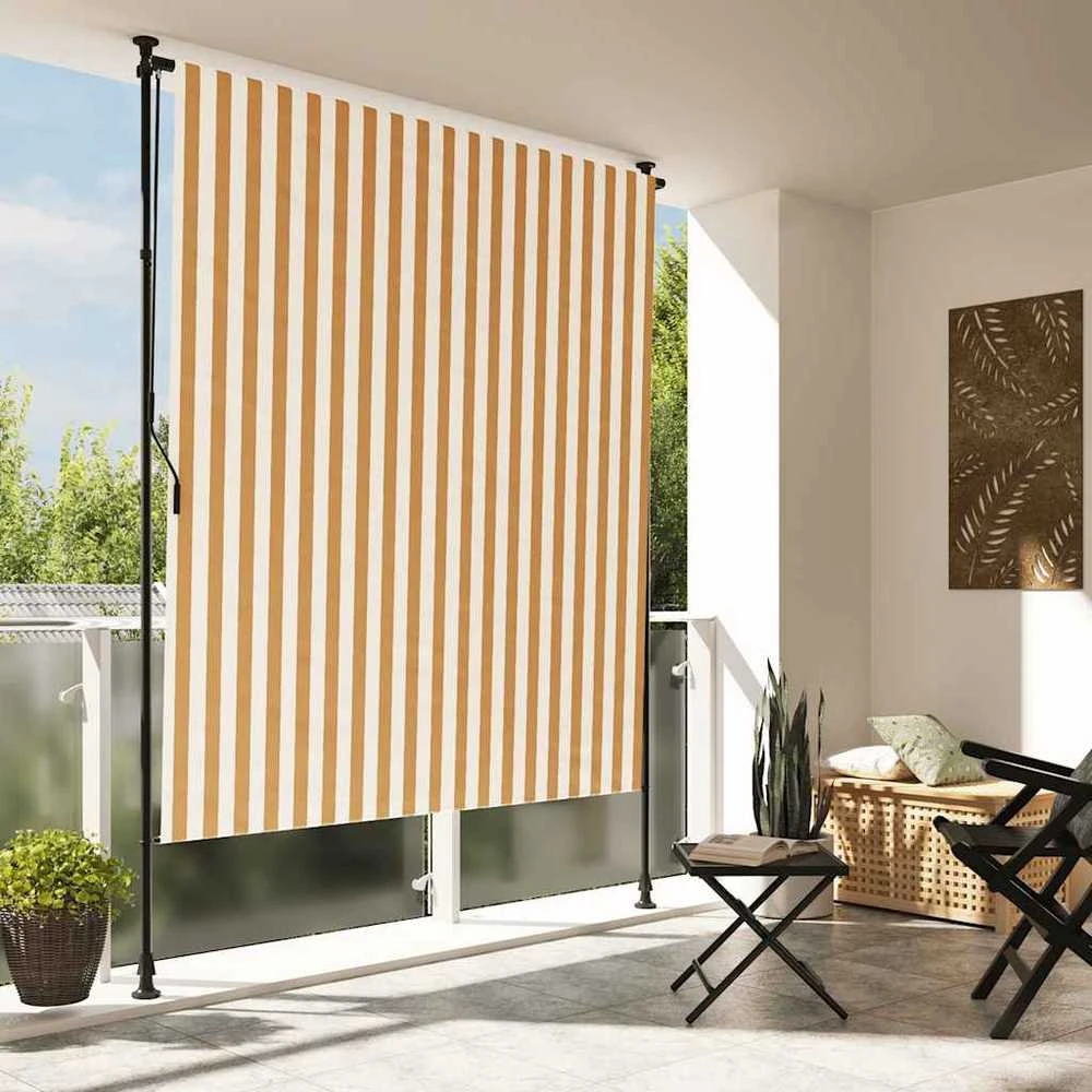 Lauko roletas, oranžinis/baltas, 200x270cm, audinys ir plienas