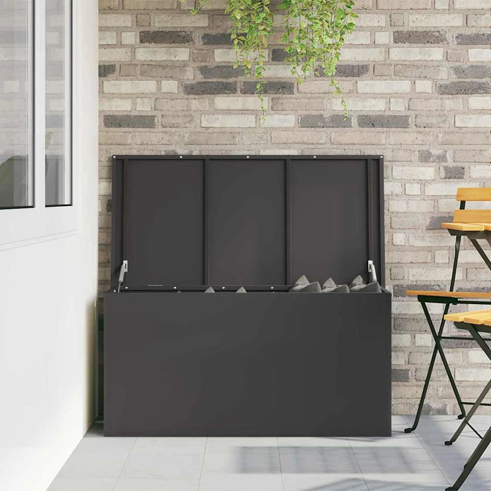 Sodo saugojimo pagalvių dėžė Galvanizuotas plienas 220 L Juoda