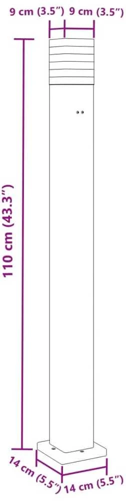Lauko šviestuvas su išvedimu, 3vnt., juodi, 110cm, aliuminis