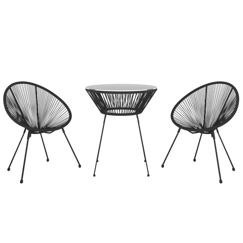 Lauko baldų komplektas Lauko valgomojo baldų komplektas, 3 dalių, juodas, PVC ratanas