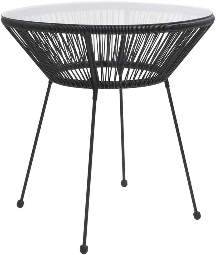 Lauko baldų komplektas Lauko valgomojo baldų komplektas, 5 dalių, juodas, PVC ratanas