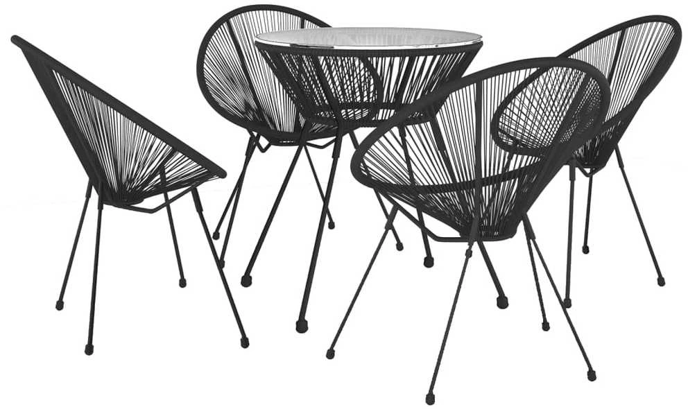 Lauko baldų komplektas Lauko valgomojo baldų komplektas, 5 dalių, juodas, PVC ratanas