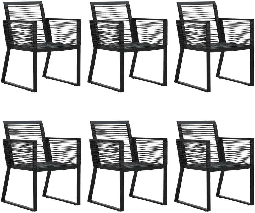 Lauko baldų komplektas Lauko valgomojo baldų komplektas, 7 dalių, juodas, PVC ratanas
