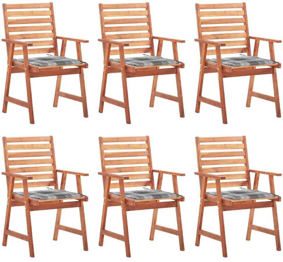 Lauko valgomojo kėdės su pagalvėlėmis, 6vnt., akacija