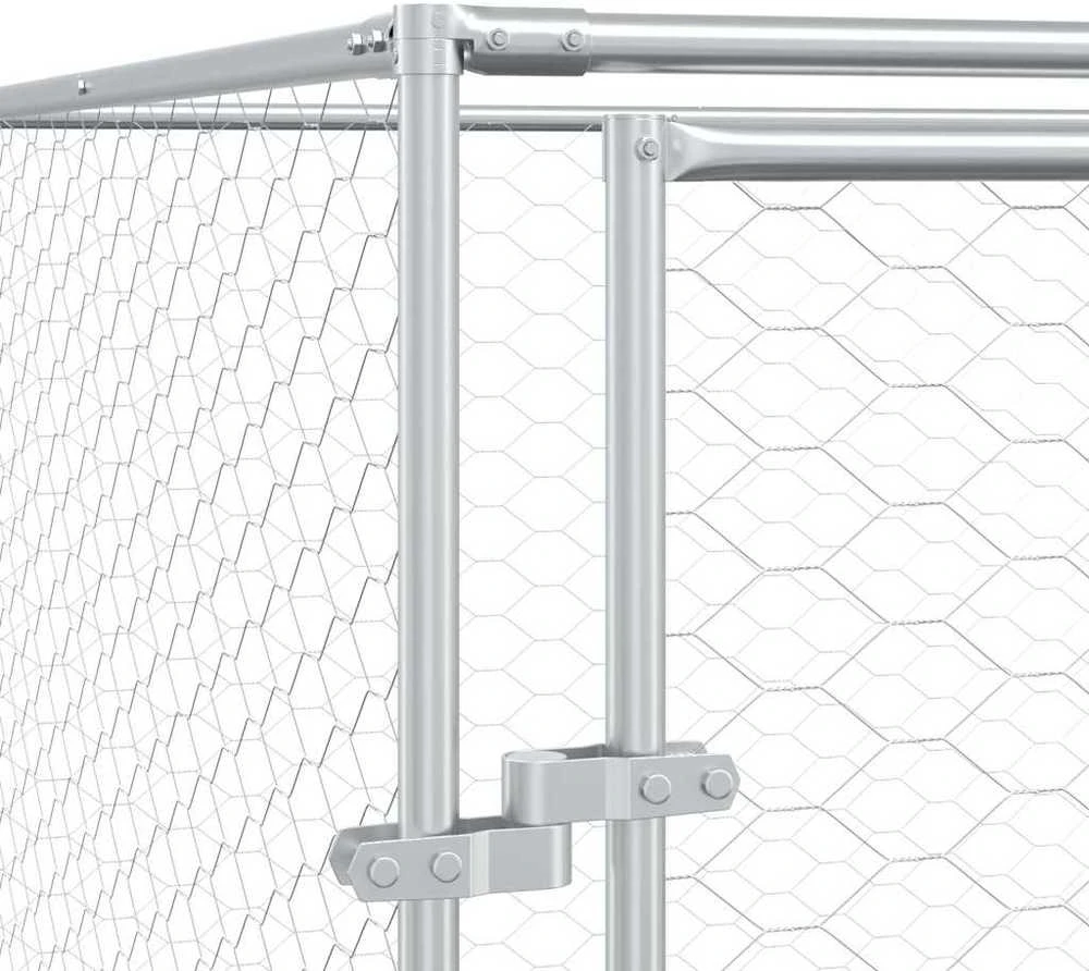 Lauko voljeras šunims, sidabrinis, 4x12x2m, plienas