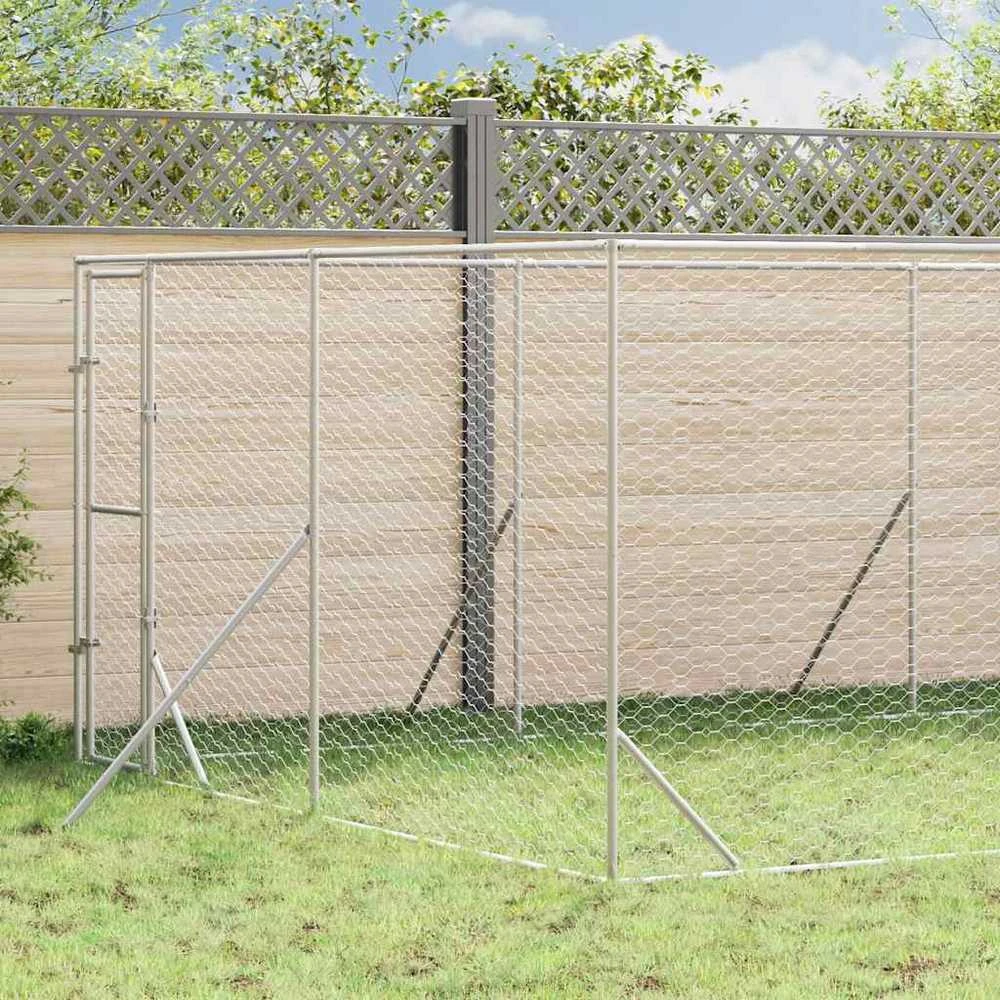 Lauko voljeras šunims, sidabrinis, 4x16x2m, plienas