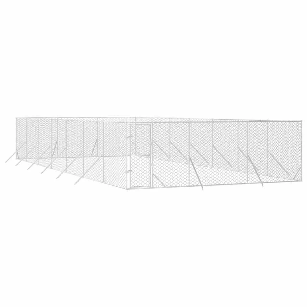 Lauko voljeras šunims, sidabrinis, 6x14x2m, plienas