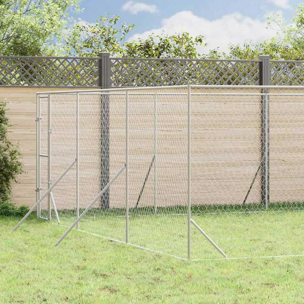 Lauko voljeras šunims, sidabrinis, 6x14x2m, plienas