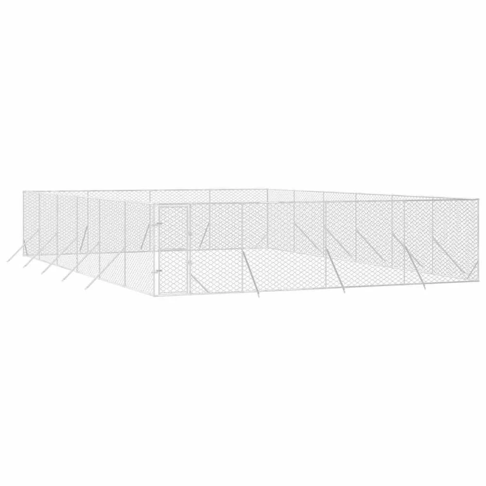 Lauko voljeras šunims, sidabrinis, 8x12x2m, plienas
