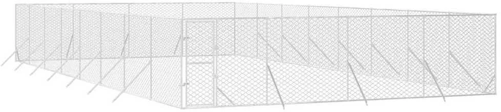 Lauko voljeras šunims, sidabrinis, 8x16x2m, plienas