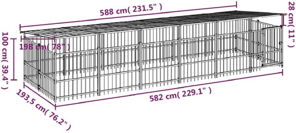 Lauko voljeras šunims su stogu, plienas, 11,26m²