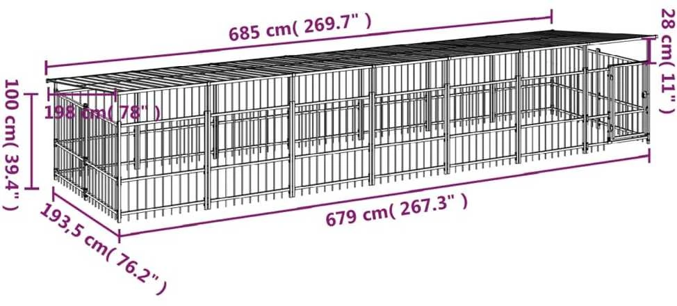 Lauko voljeras šunims su stogu, plienas, 13,14m²