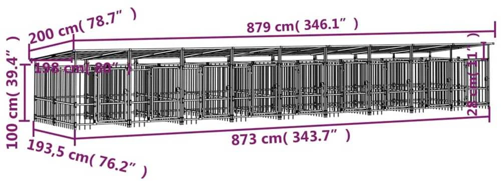 Lauko voljeras šunims su stogu, plienas, 16,89m²