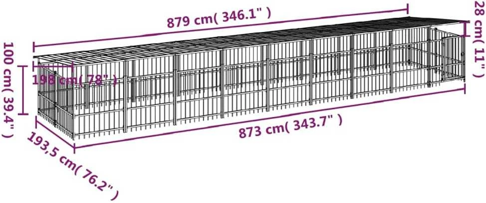 Lauko voljeras šunims su stogu, plienas, 16,89m²