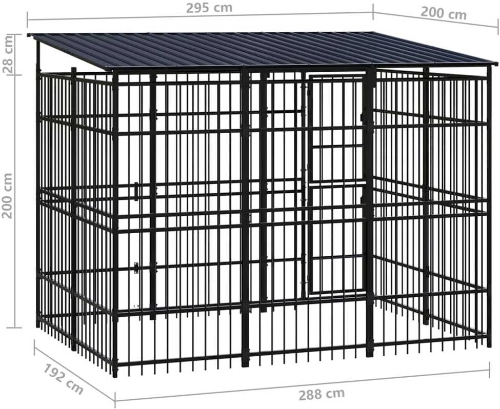 Lauko voljeras šunims su stogu, plienas, 5,53m²