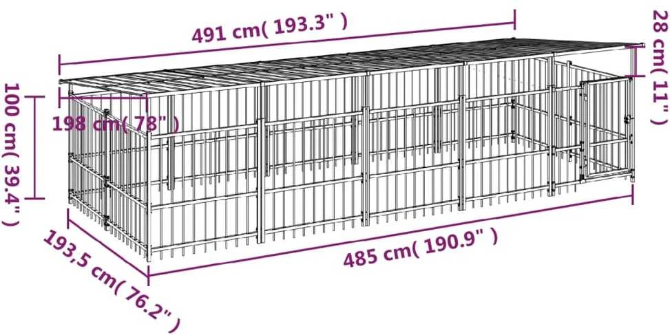 Lauko voljeras šunims su stogu, plienas, 9,38m²
