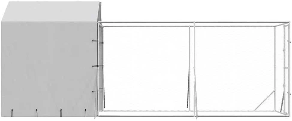 Lauko voljeras šunims su stogu, sidabrinis, 2x6x2,5m, plienas