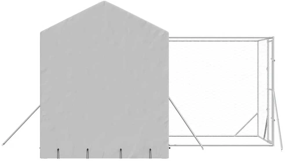 Lauko voljeras šunims su stogu, sidabrinis, 4x4x2,5m, plienas