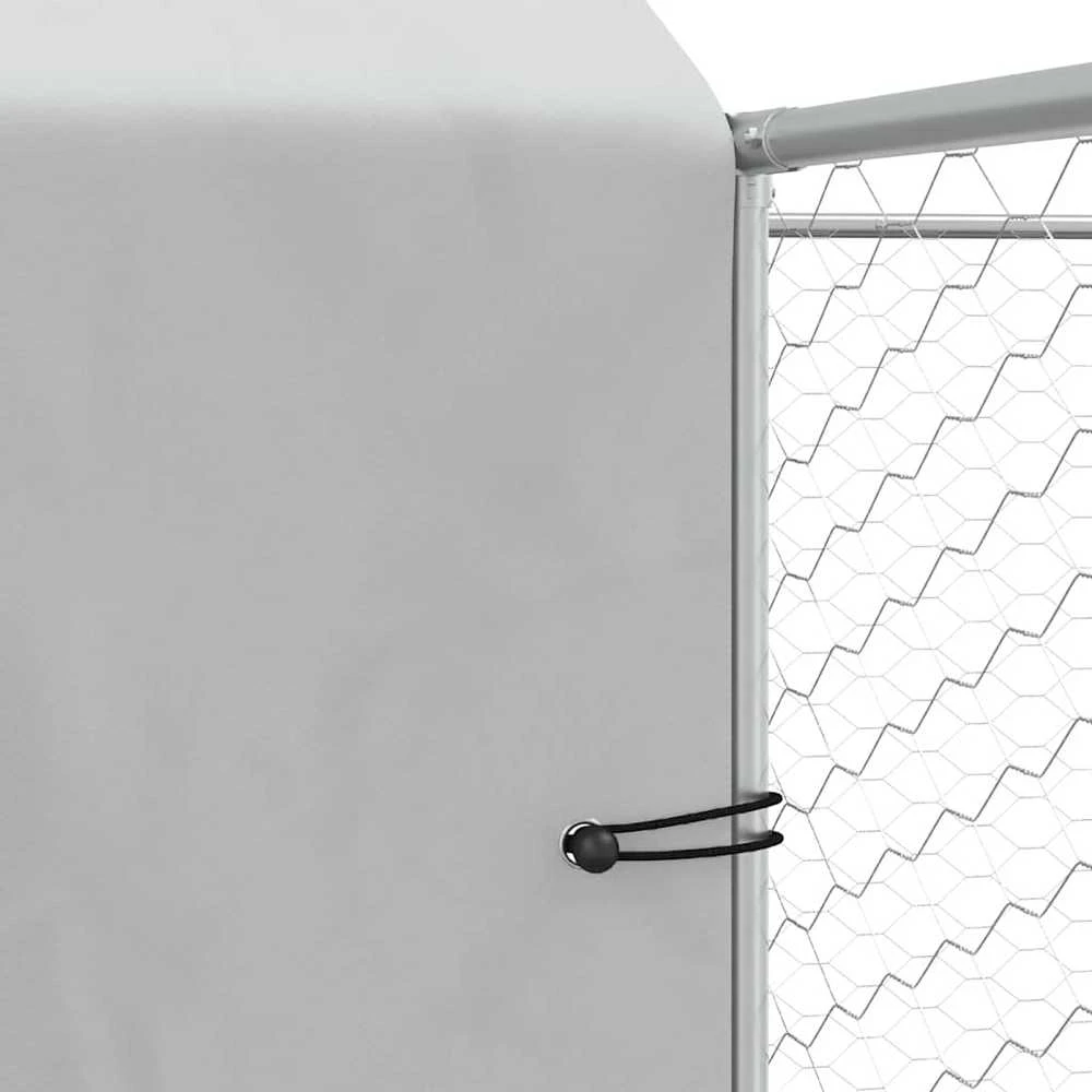 Lauko voljeras šunims su stogu, sidabrinis, 10x6x2,5m, plienas