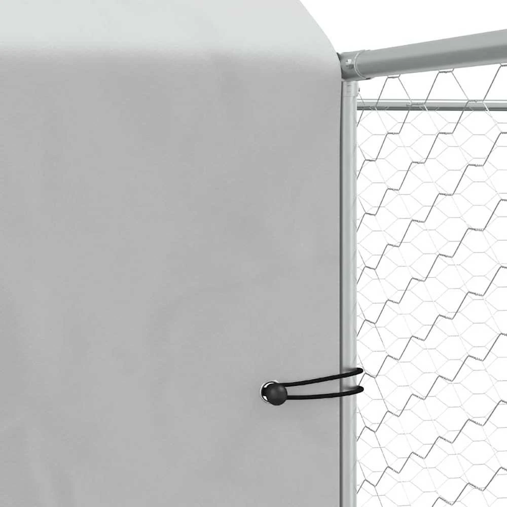 Lauko voljeras šunims su stogu, sidabrinis, 4x4x2,5m, plienas