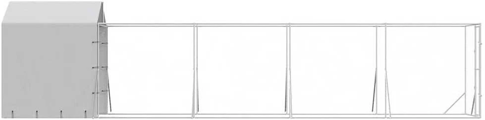 Lauko voljeras šunims su stogu, sidabrinis, 2x10x2,5m, plienas