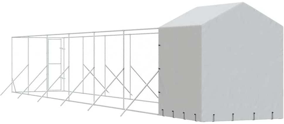 Lauko voljeras šunims su stogu, sidabrinis, 2x14x2,5m, plienas