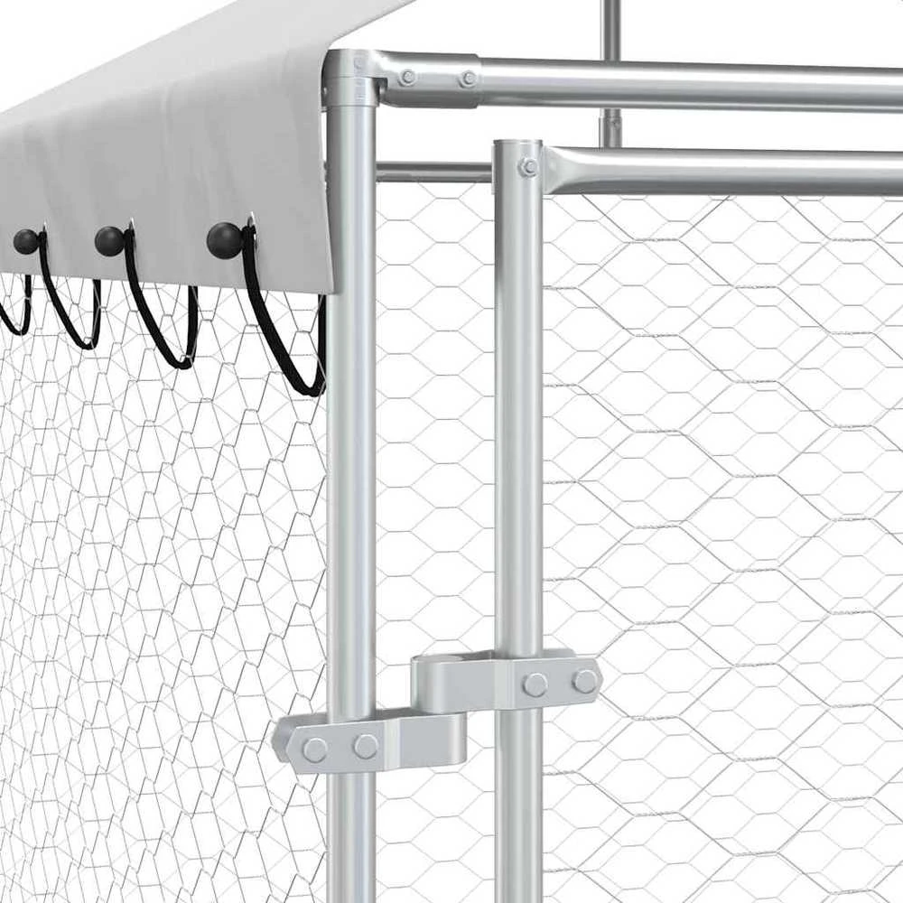 Lauko voljeras šunims su stogu, sidabrinis, 6x2x2,5m, plienas