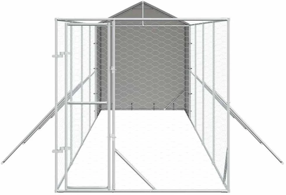 Lauko voljeras šunims su stogu, sidabrinis, 2x10x2,5m, plienas