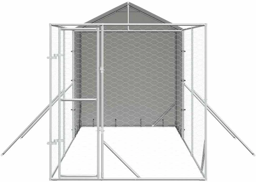 Lauko voljeras šunims su stogu, sidabrinis, 2x6x2,5m, plienas