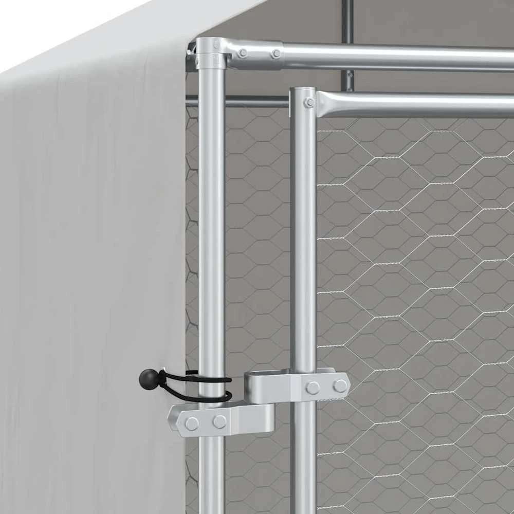 Lauko voljeras šunims su stogu, sidabrinis, 2x2x2,5m, plienas